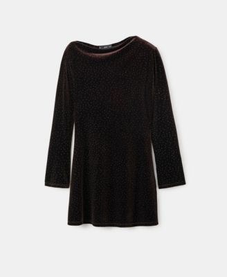 Women's Shiny Details Asymmetrical Velvet Dress