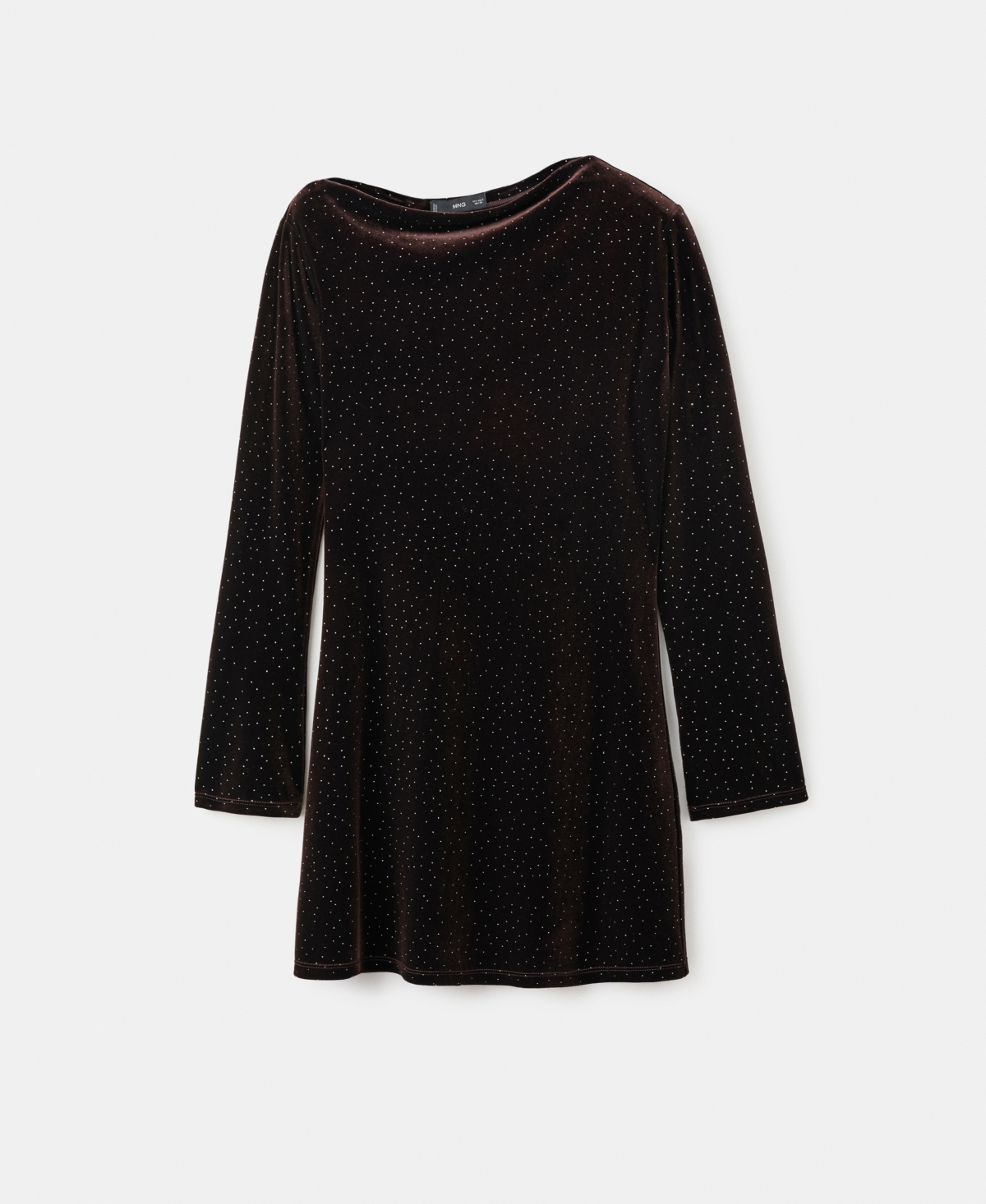 Mango Women's Shiny Details Asymmetrical Velvet Dress In Brown