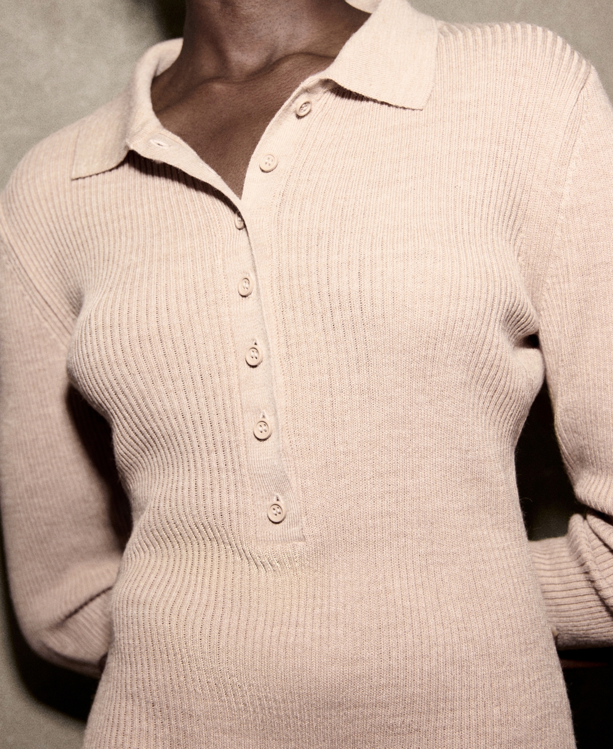 Mango Women's Ribbed Knitted Polo-Neck Playsuit