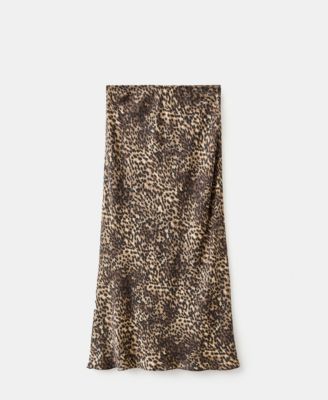 Women's Leopard-Print Satin Skirt