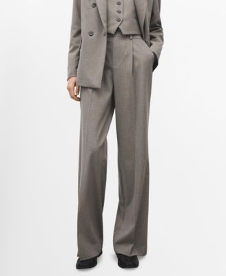 MANGO - Women's Straight Wool-Blend Suit Pants