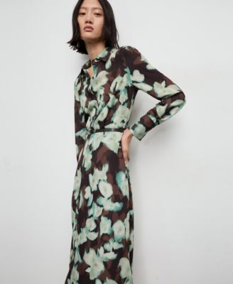 Women's Printed Belt Shirt Dress