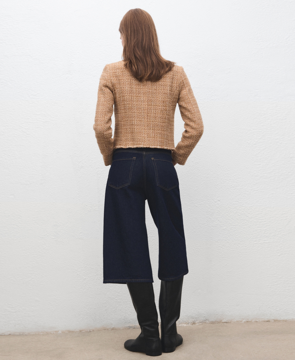 Mango Women's Frayed Ends Tweed Jacket In Brown