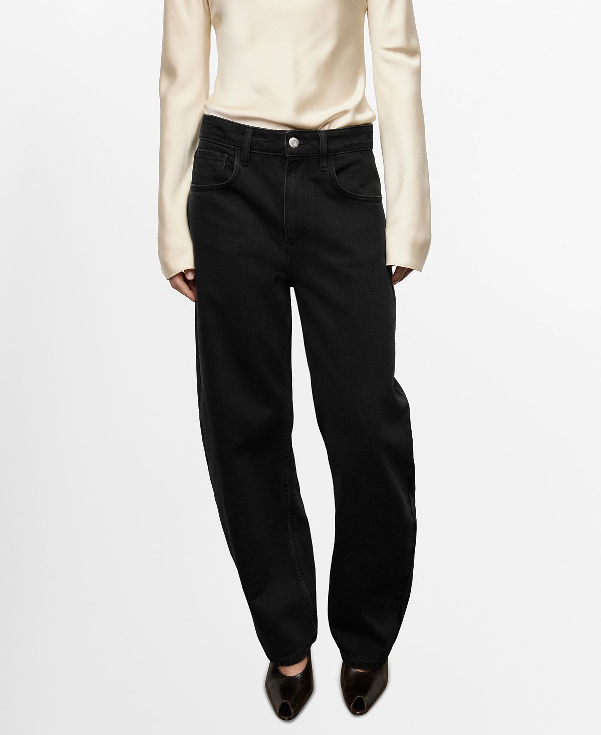 Mango Women's High-Waisted Barrel Jeans view 1 — MAYCSS fashion products