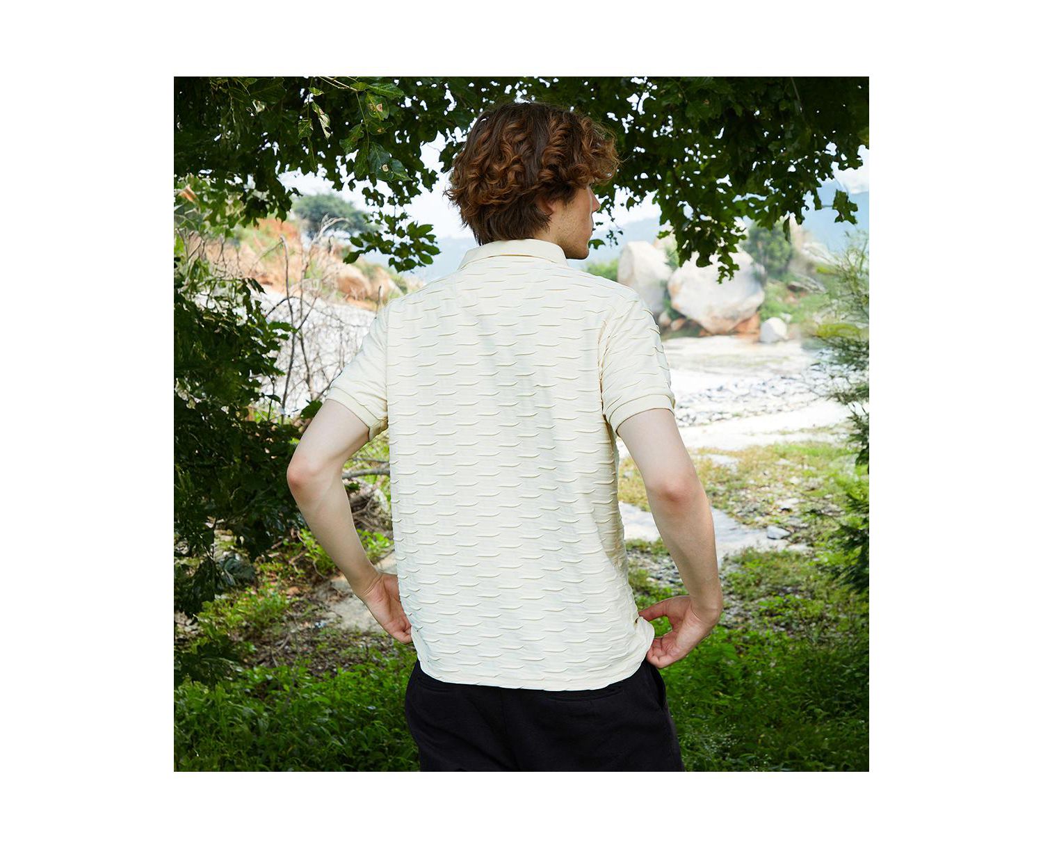 Men's Solid Creased Knit Shirt