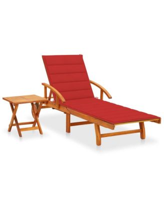 Lounger Red Solid Acacia Wood Standard Adjustable Arms