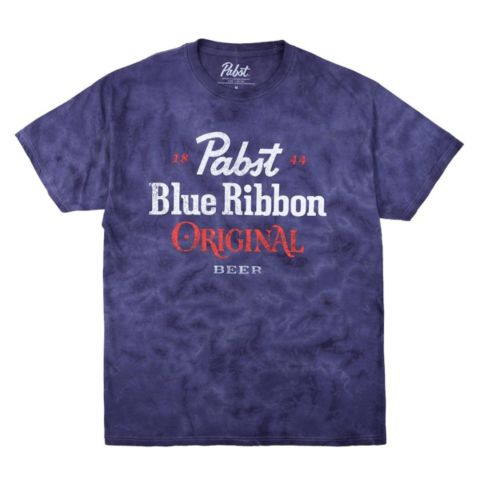 Мужская футболка Pabst Blue Ribbon Original Blue Crystal Wash Crew Neck Short Sleeve T-shirt-Medium, цвет: Тёмно-синий варёный
