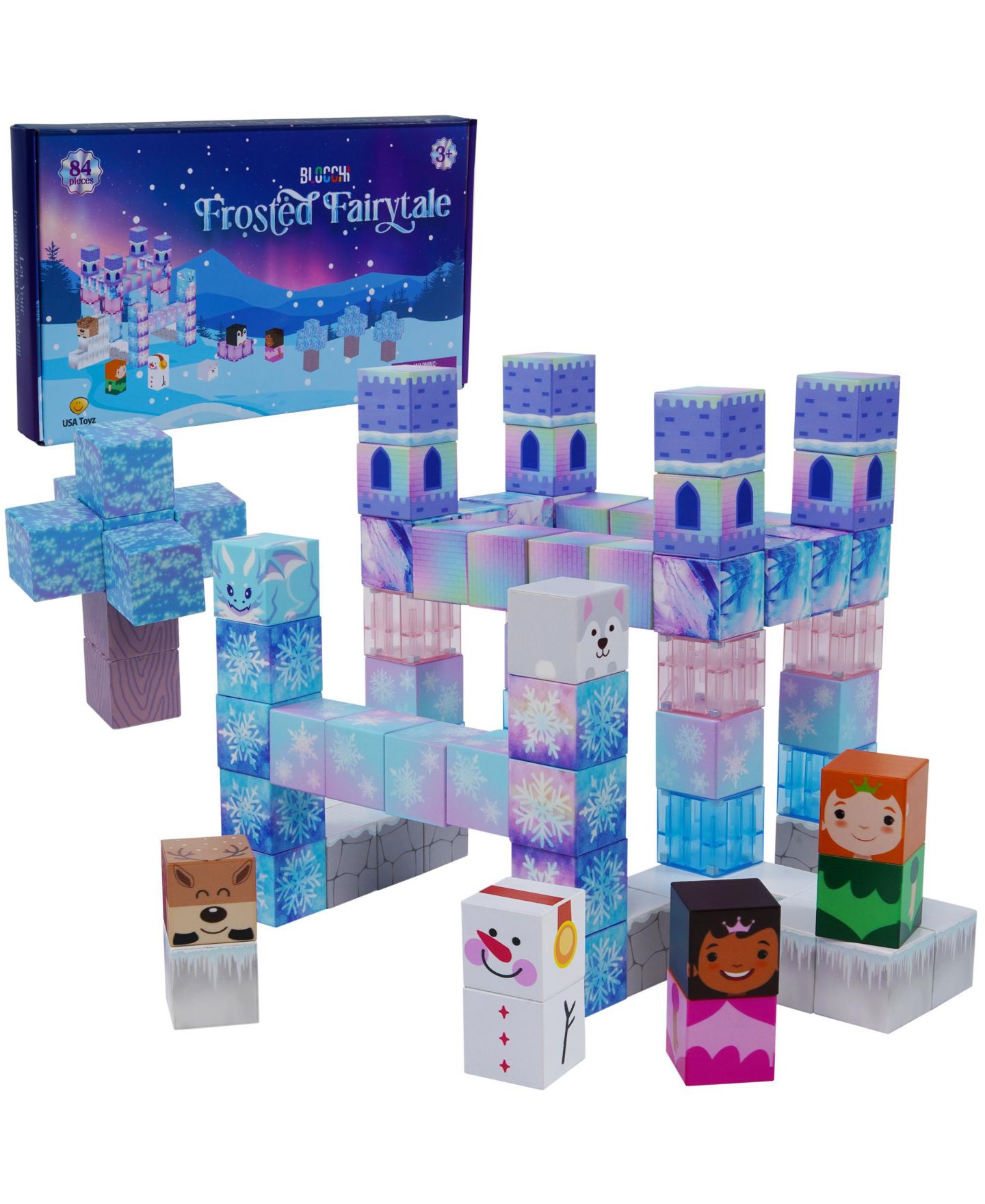 Детские конструкторы USA Toyz Frosted Fairytale 84-Piece Magnetic Building Blocks, Ages 3+ — фото 1