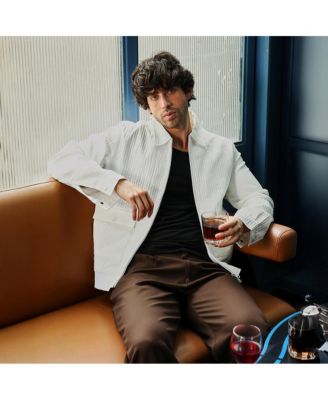 Men's Chalk White Zip-Front Crease-Tactile Jacket