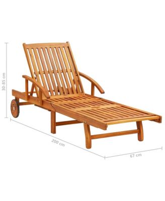 Sunlounger With Table Royal Blue, Natural Wood