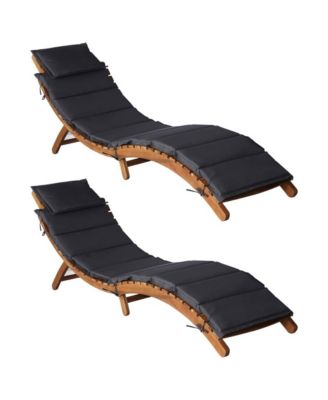 Sun Lounger Set of 2 Dark grey Solid acacia wood Standard