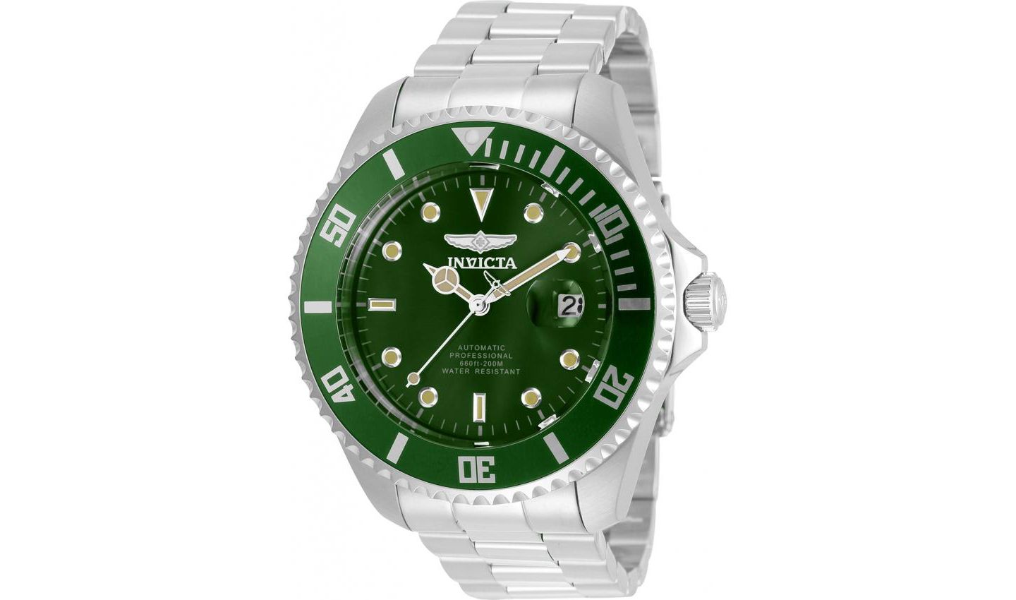 Мужские часы Invicta 35719 Pro Diver Automatic 3 Hand Green Dial, цвет: Серебряный — фото 1