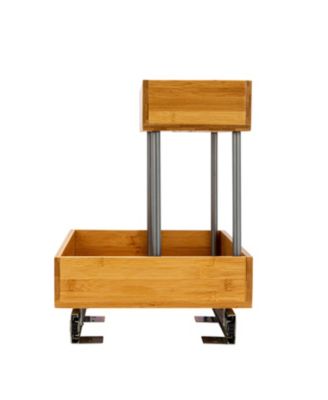 Glidez Bamboo Pull-Out Storage Organizer, 2 -Tier Design, Natural and Chrome