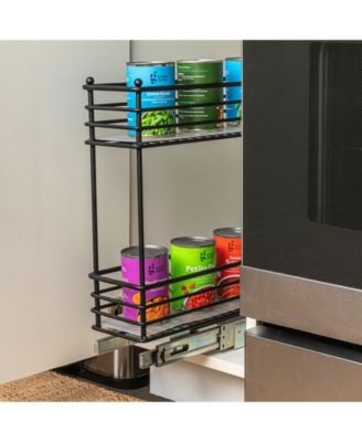 Glidez Multipurpose Paint-Finished Steel Pull-Out Storage Organizer, 2-Tier Design, Black