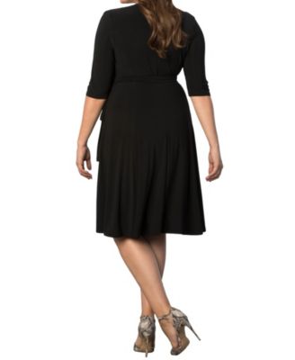 Women's Plus Size Essential Wrap Dress with 3/4 Sleeves