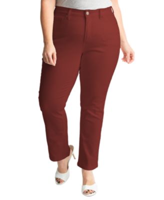 Women's High Rise Straight in 28" Inseam - Burgundy.