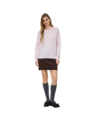 Women Brushed Silk Cashmere Crew-Neck Sweater