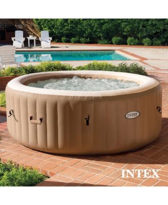 PureSpa 4 Person Bubble Massage Inflatable Hot Tub Spa Set, Sahara Tan