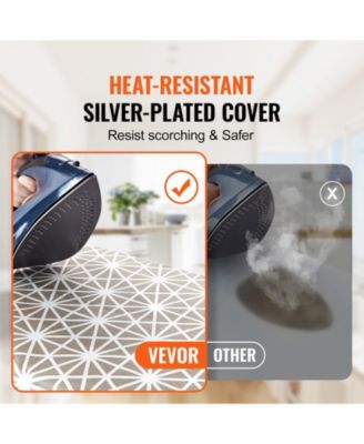 Ironing Board with Large Surface, 4-Layer Thick Design, Heat-Resistant Cotton Cover, 7 Adjustable Heights for Home Laundry