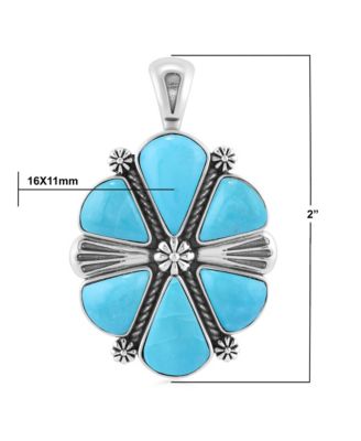Sterling Silver Kingman Turquoise 6-Stone Triangular Concha Pendant Enhancer