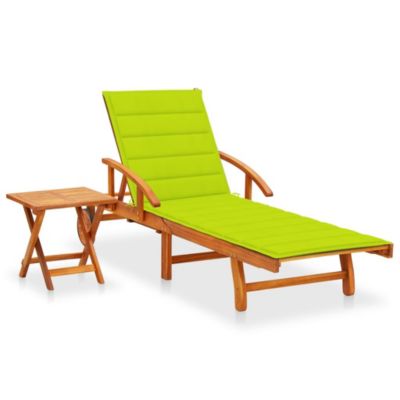 Sunlounger With Table Bright green cushion