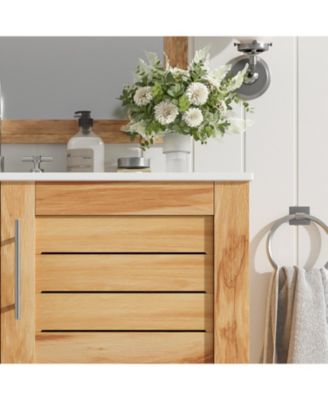 30inch Antique Bathroom Vanity with Ceramic Sink Mid Century Modern Bathroom Vanity Cabinet