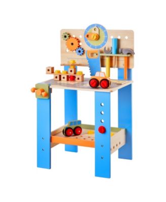 Kids Workbench, 62 PCS Wooden Tool Bench for Kids 3+, Educational Construction Toy with Realistic Tools, Creative Building Set