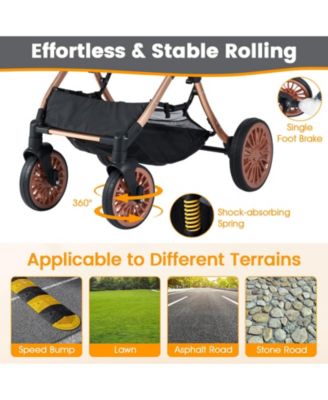 3-in-1 Pet Stroller w/ Removable Carrier Sun Shade Removable Pad Safety Belt