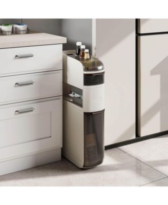 4-Tier Narrow Bathroom Storage Cabinet with Drawers Tissue Box Wheels for Kitchen