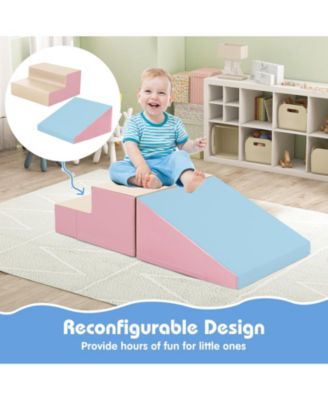 2-Piece Step and Slide Climber for Infants and Toddlers Baby Soft Play Set Foam Blocks-Pink & blue