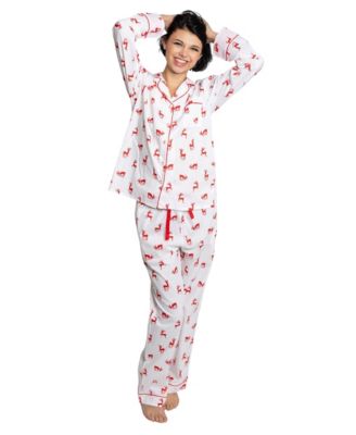 Women's Organic Cotton Poplin Button Down Long Sleeve Pajama Set