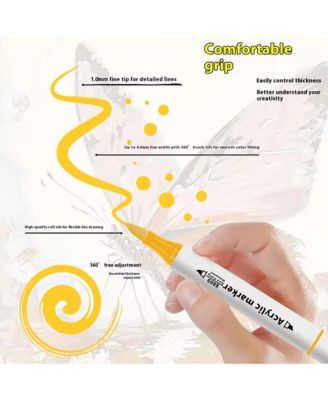 12 Colors Dual Tip Markers Pens, Quick-Drying and Water-Based Ink for Rock Painting, Canvas, Stone, Glass, Ceramic, Wood, DIY Crafts