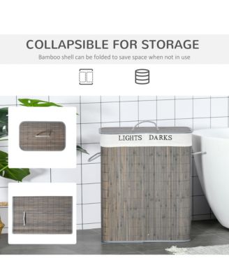 Bamboo Laundry Basket, Collapsible Laundry Hamper,