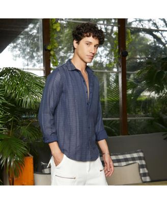 Men's Contrast-Weave Relaxed Shirt
