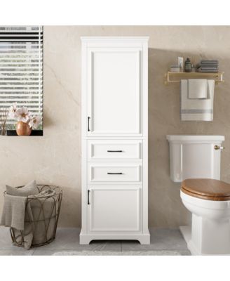 71 Inch Freestanding Bathroom Cabinet with Drawers Space Saving Storage Cabinet with Adjustable and Fixed Shelves