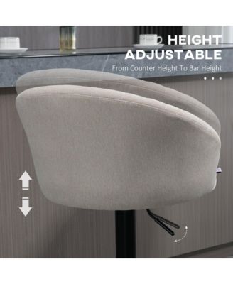 Adjustable Swivel Bar Stools Set of 2, Linen Touch Fabric,  