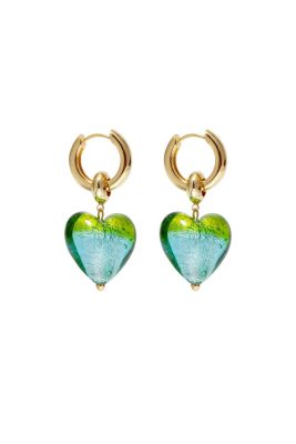 Esmee Glaze Heart Dangle Earrings - Mint 71$