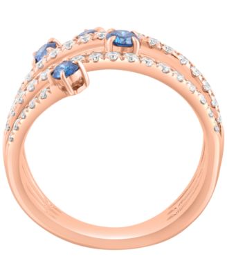 White and Blue Diamond (1-1/6 ct. t.w.) Ring in 14k Rose Gold