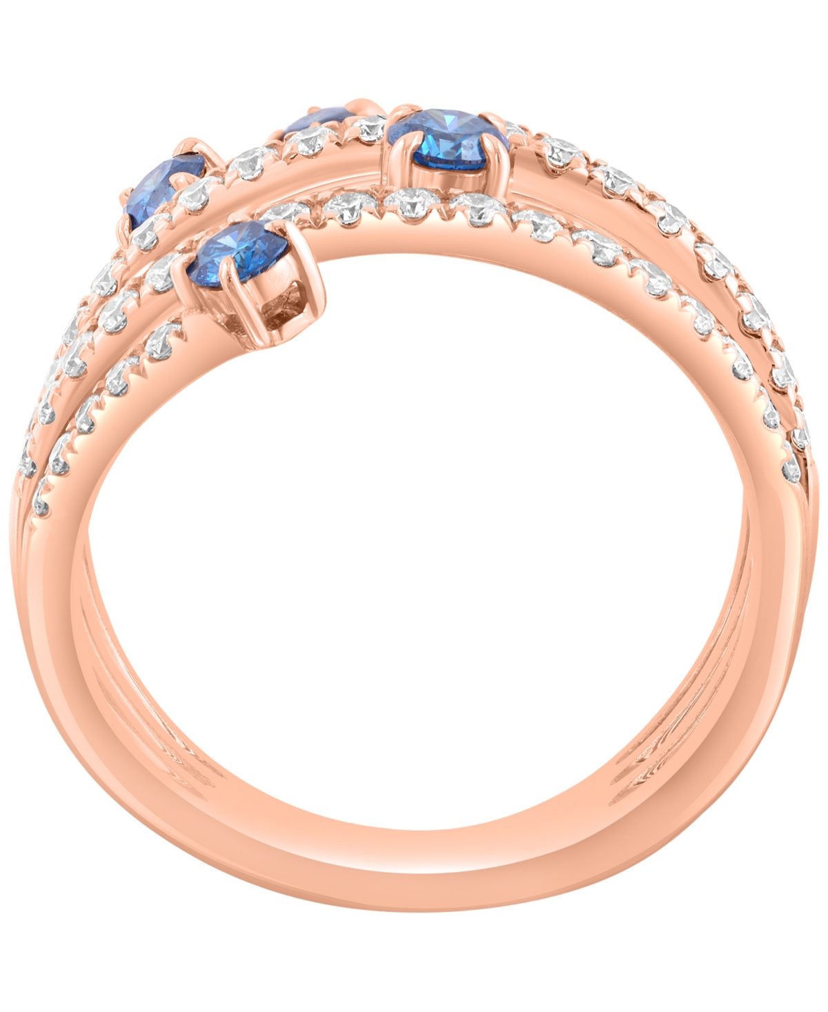 Effy Collection White and Blue Diamond (1-1/6 ct. t.w.) Ring in 14k Rose Gold
