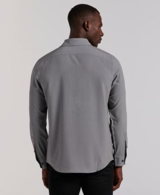 Men's Long-Sleeve Slim-Fit Micro Geometric Print Shirt
