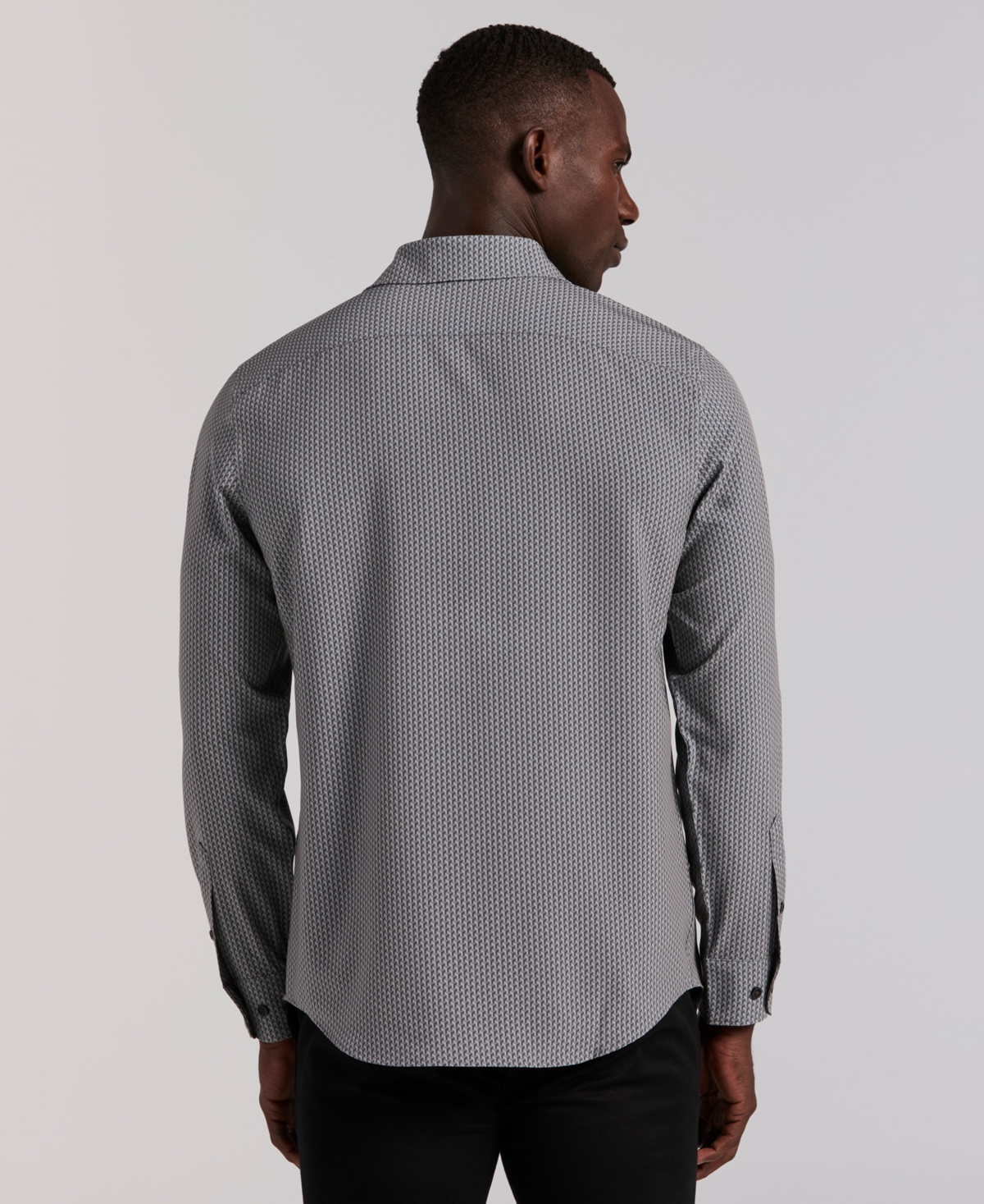 Perry Ellis Men's Long-Sleeve Slim-Fit Micro Geometric Print Shirt