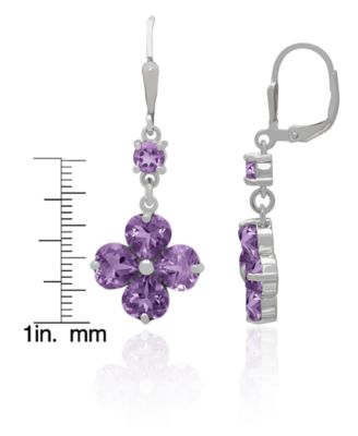 Genuine Amethyst Flower Drop Dangle Earrings (6 ct. t.w.) in Sterling Silver