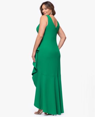 Plus Size Sleeveless Ruffled High-Low Gown