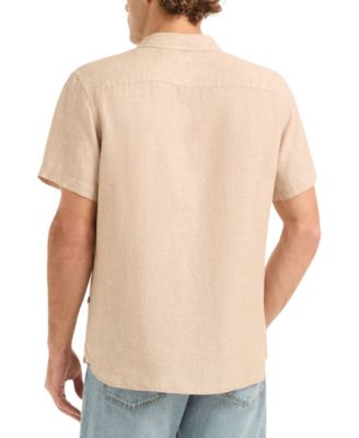 Men's Classic-Fit Solid Linen Short-Sleeve Shirt 