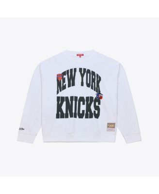 Women's White New York Knicks Lightweight Block Letter Sweatshirt