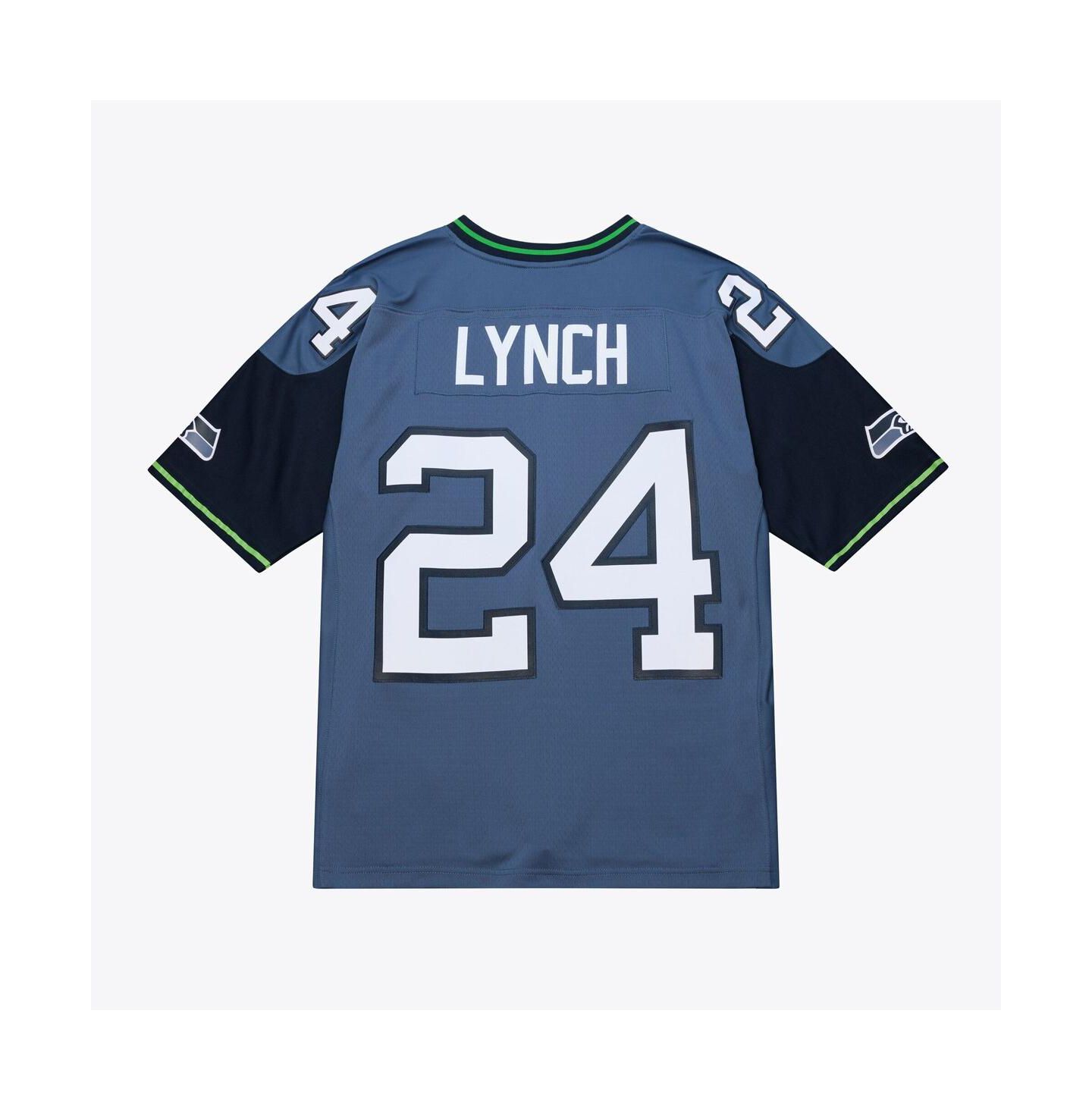 Мужской топ Mitchell & Ness Marshawn Lynch Blue Seattle Seahawks 2010 Legacy Throwback Replica Jersey — фото 2