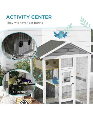 64.5" Wooden Bird Cage Aviary, Flight Cage with Slide-Out Tray