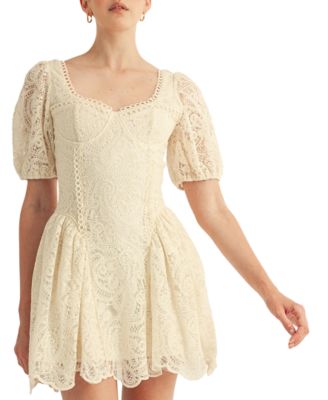 Women's Amaline Balloon Sleeve Sweetheart Neck Mini Dress