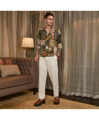 Men's Olive Green & Coffee Brown Earthy-Abstract Shirt