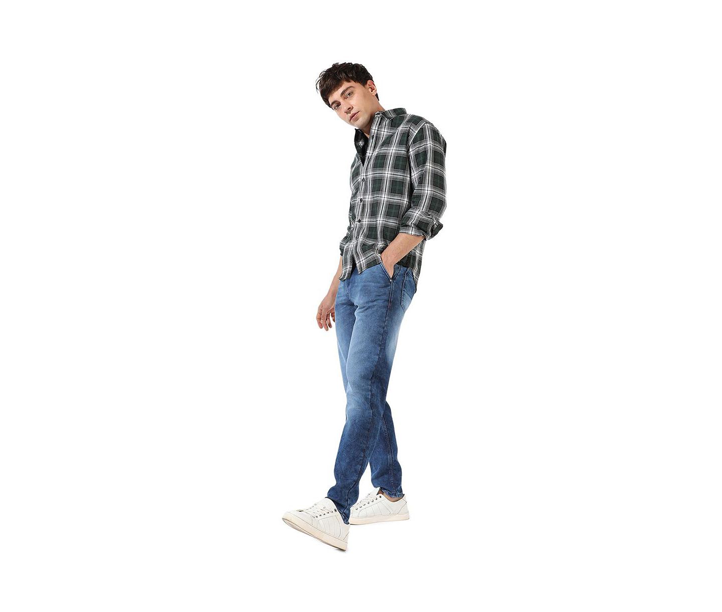 Мужская рубашка Cahoot Campus Sutra Green Checkered Regular Fit Casual, цвет: Зелёный — фото 2
